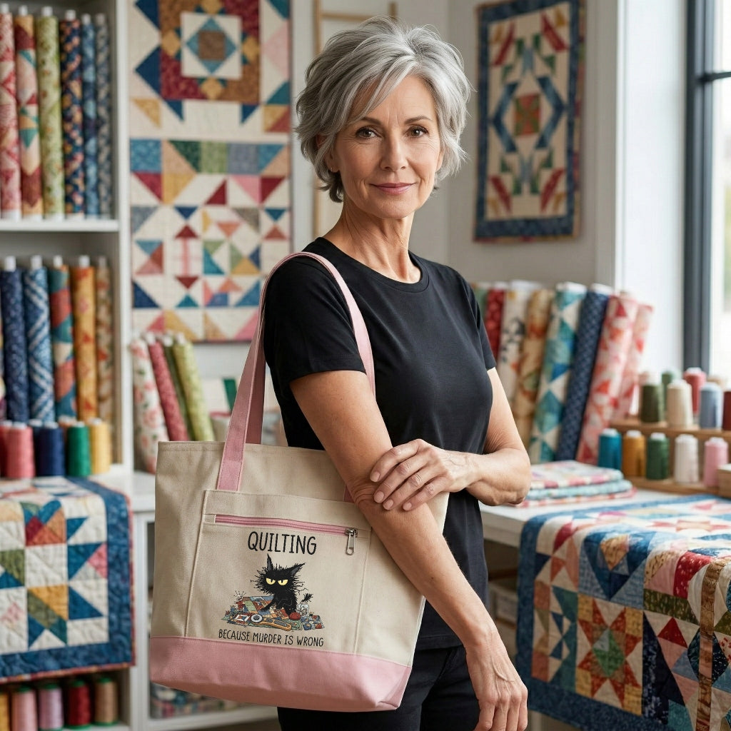 Grumpy Quilter Cat Tote