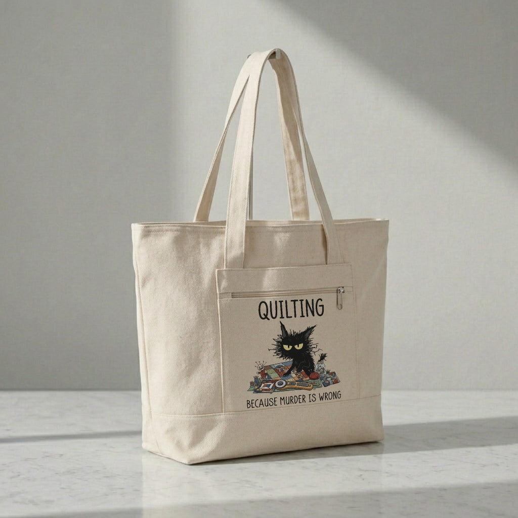 Grumpy Quilter Cat Tote