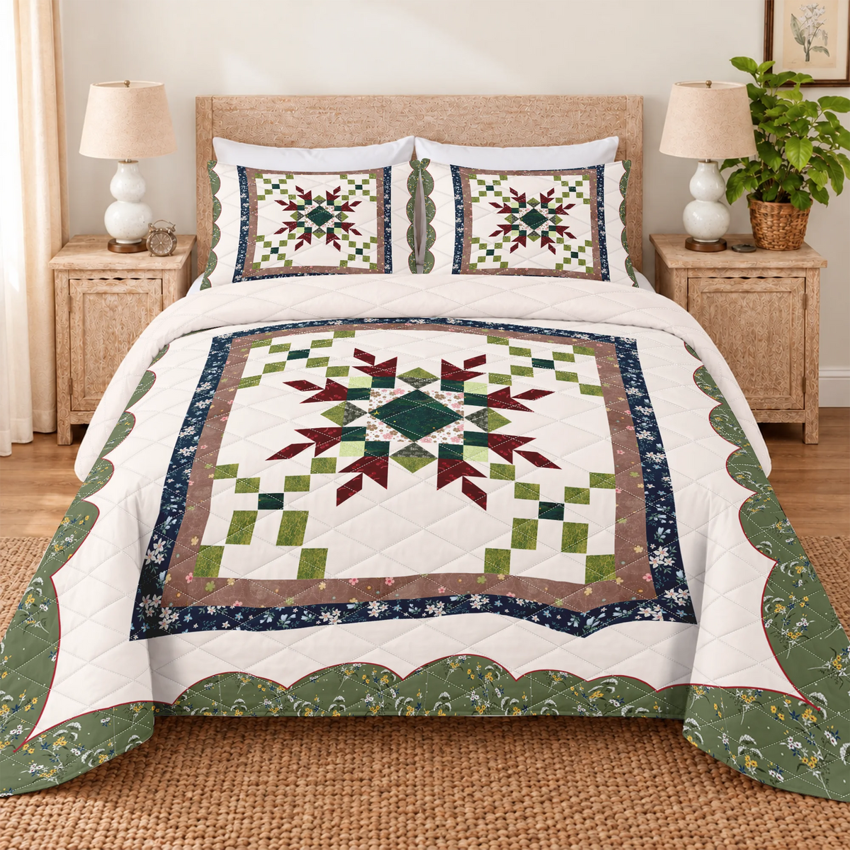 Heritage Garden Star Quilted Bedding Set
