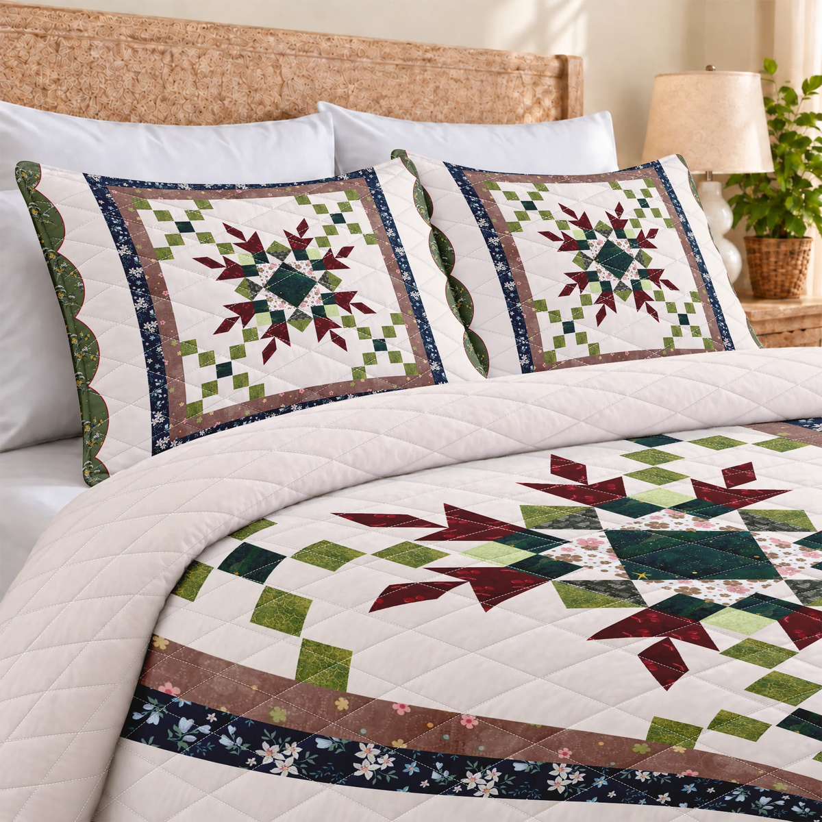 Heritage Garden Star Quilted Bedding Set