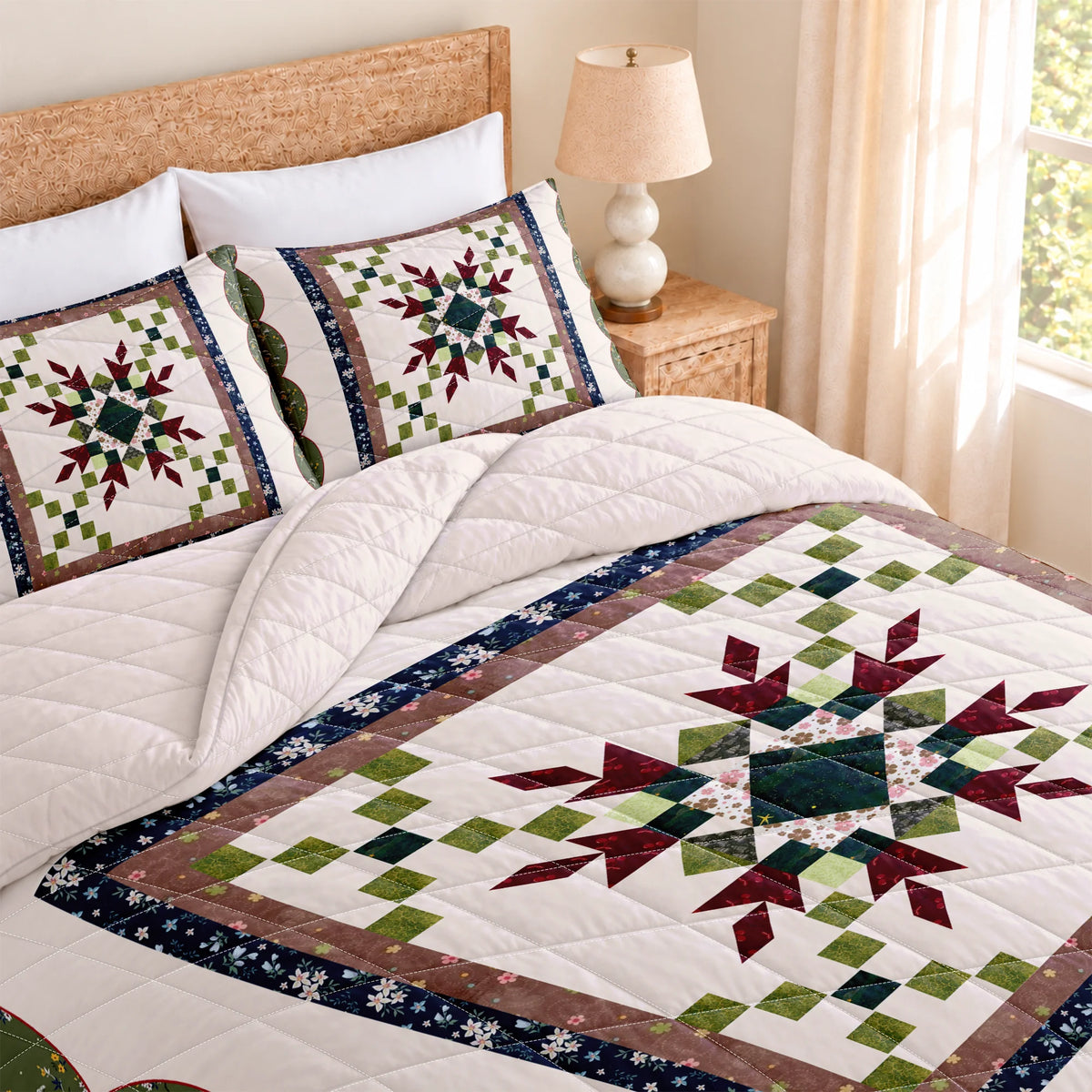 Heritage Garden Star Quilted Bedding Set