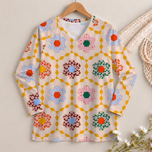Honey Garden Long Sleeve V-neck