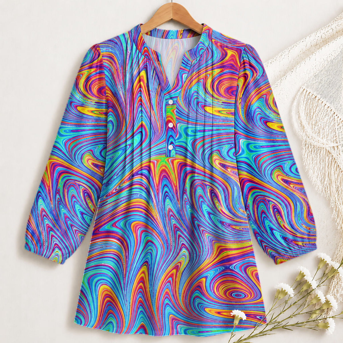 Marbled Print Blouse