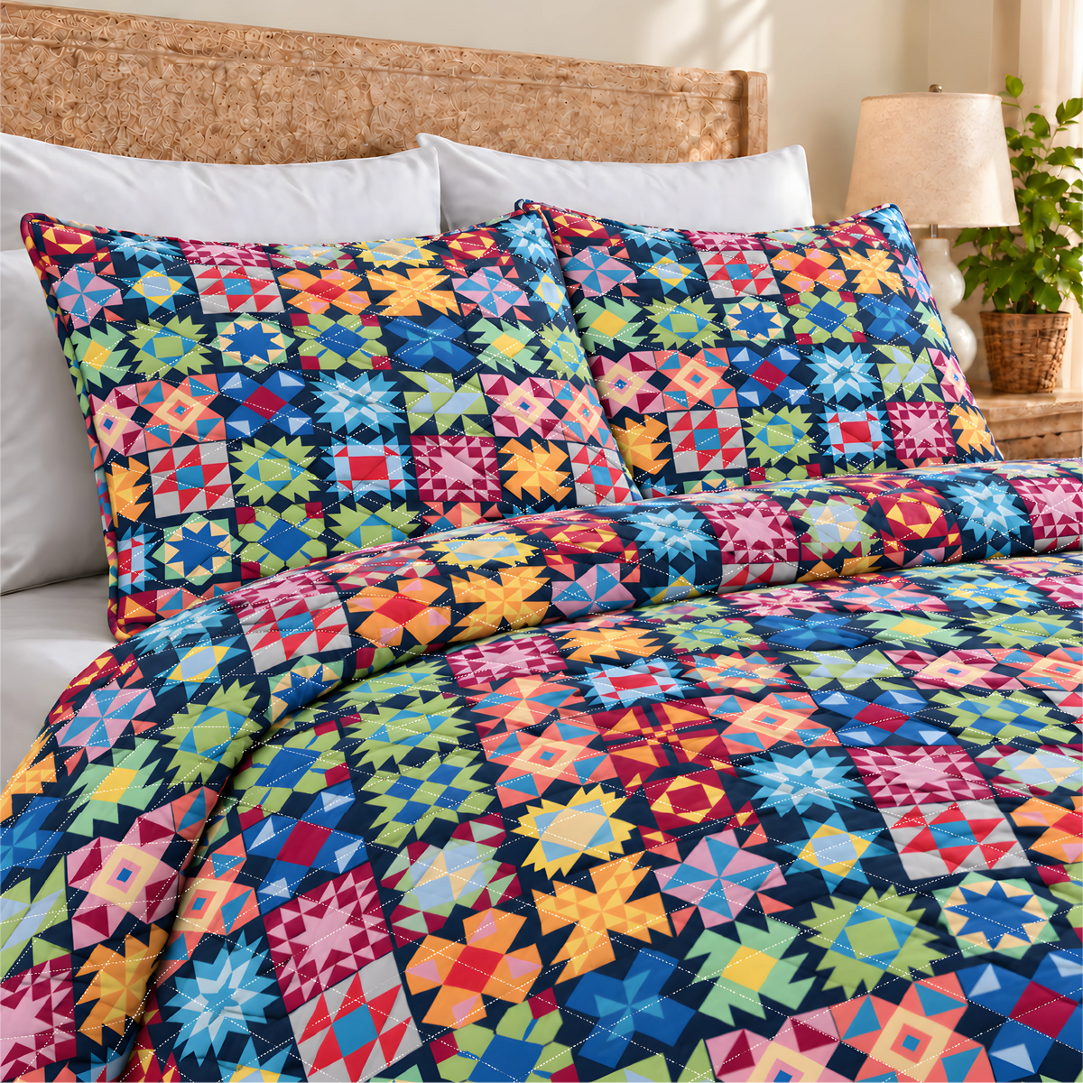 Patchwork Celebration Quilted Bedding Set