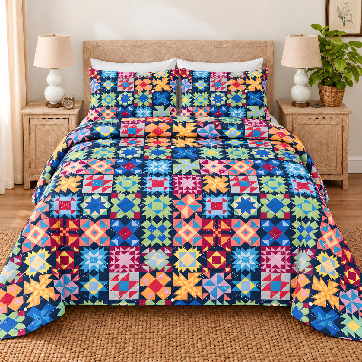 Patchwork Celebration Quilted Bedding Set