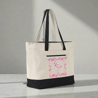 Patchwork Flamingo Panel Tote