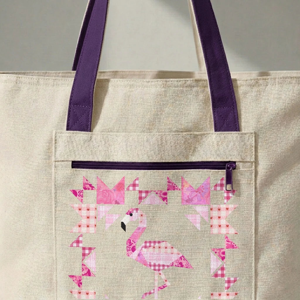 Patchwork Flamingo Panel Tote