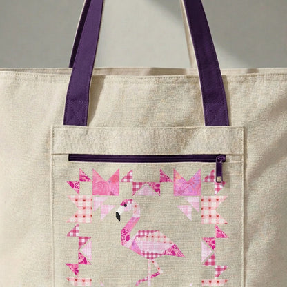 Patchwork Flamingo Panel Tote
