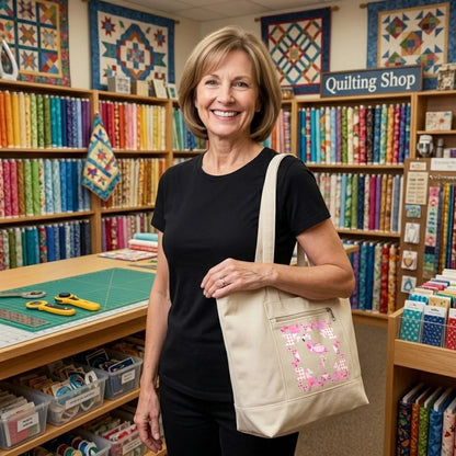 Patchwork Flamingo Panel Tote
