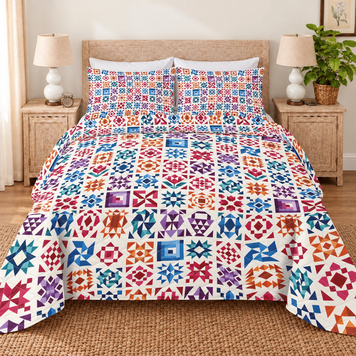 Patchwork Harmony Quilted Bedding Set