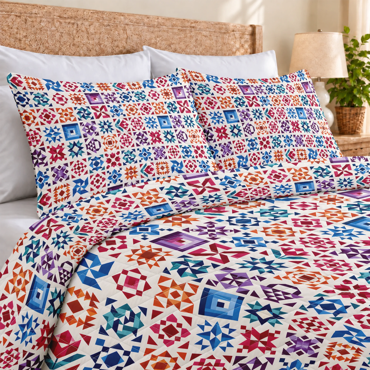 Patchwork Harmony Quilted Bedding Set
