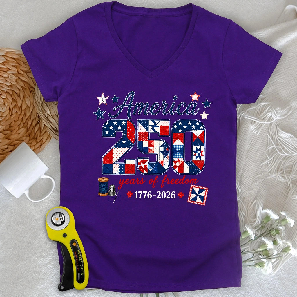 America 250: Pieced With Pride Lady V-neck