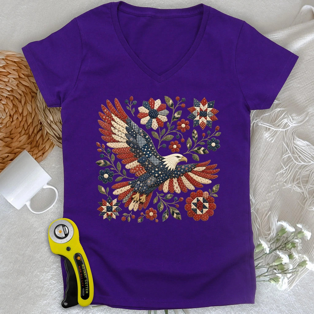 American Eagle Appliqué Lady V-neck