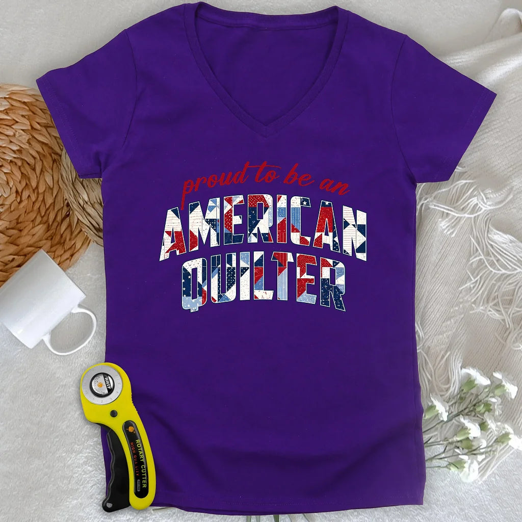 American Quilter Lady V-neck