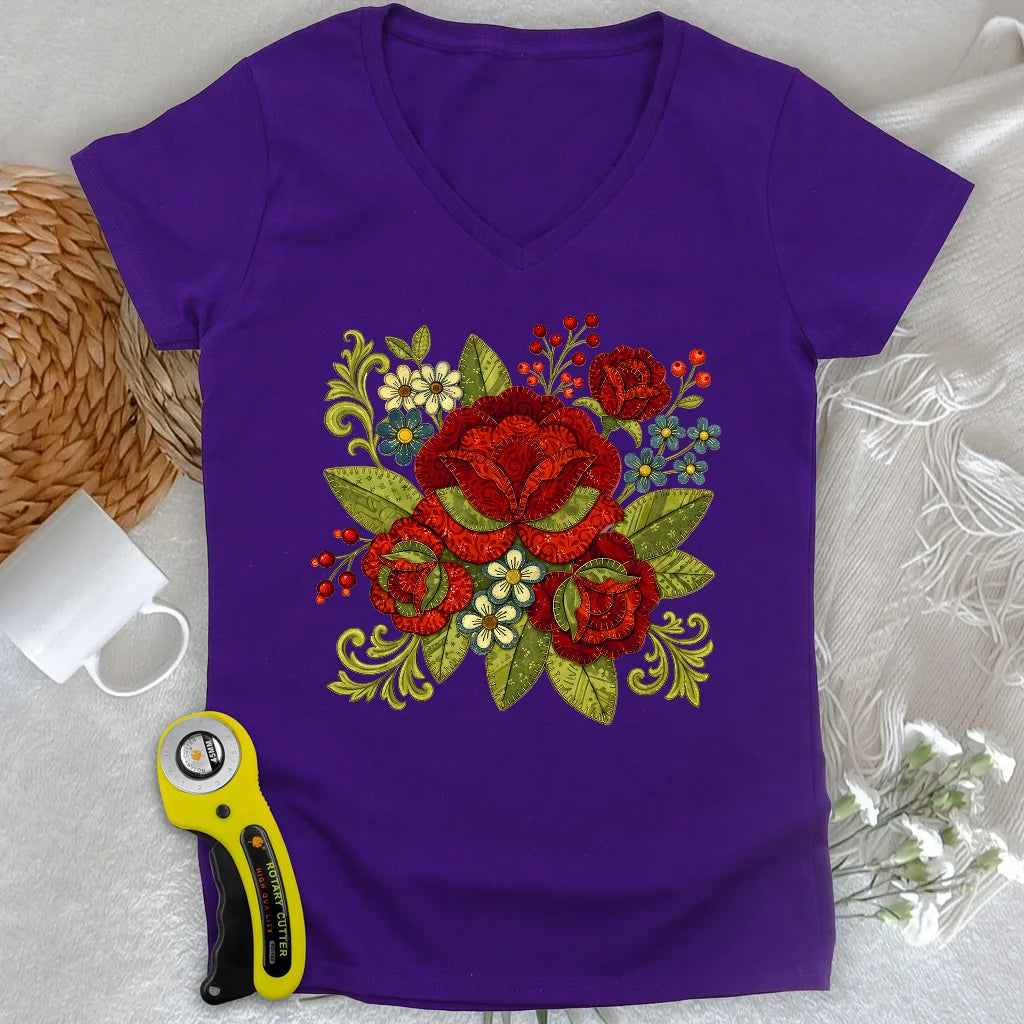 Appliqué Nerd Lady V-neck