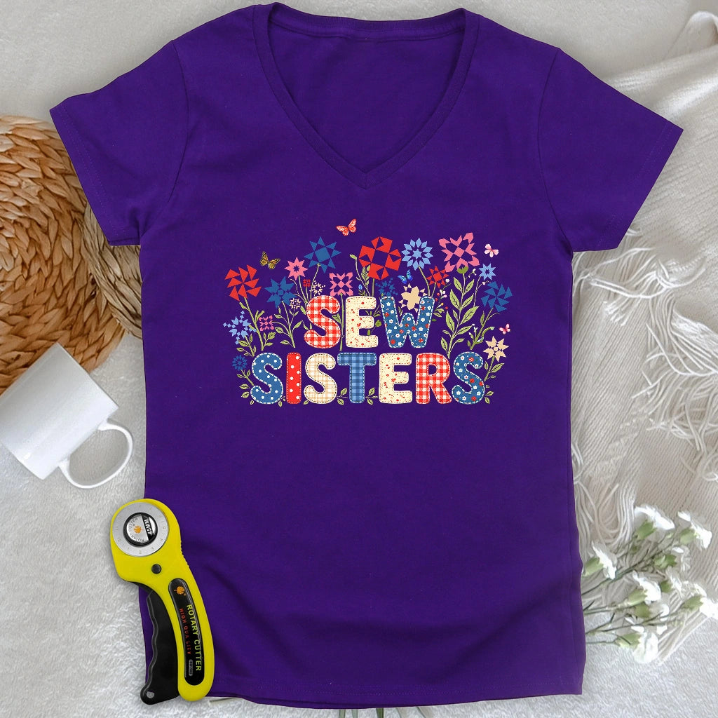 Appliqué Sew Sisters Lady V-neck