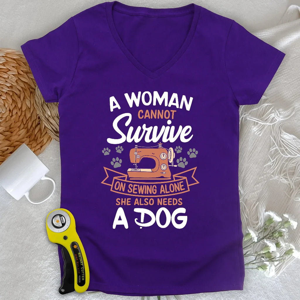 Je ne peux pas coudre sans mon col en V Dog Lady