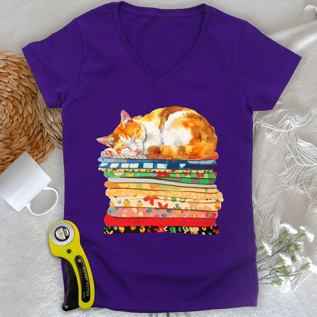 Cat And Fabric V-neck