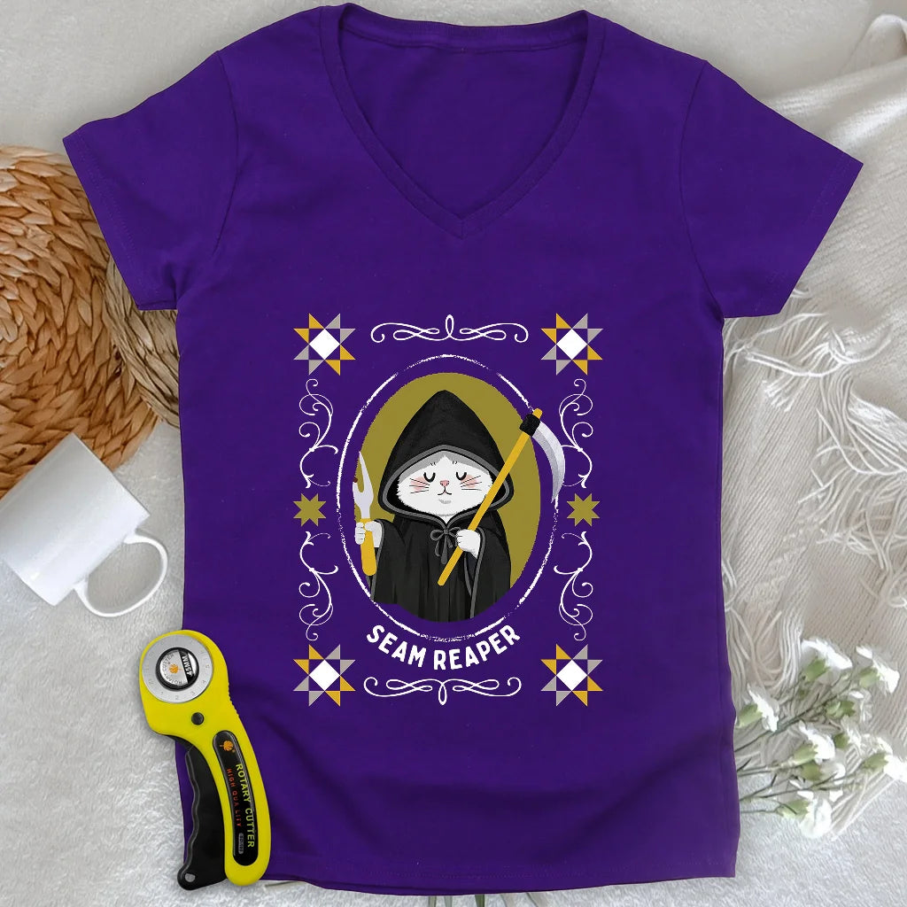 Cat Seam Reaper Lady V-neck