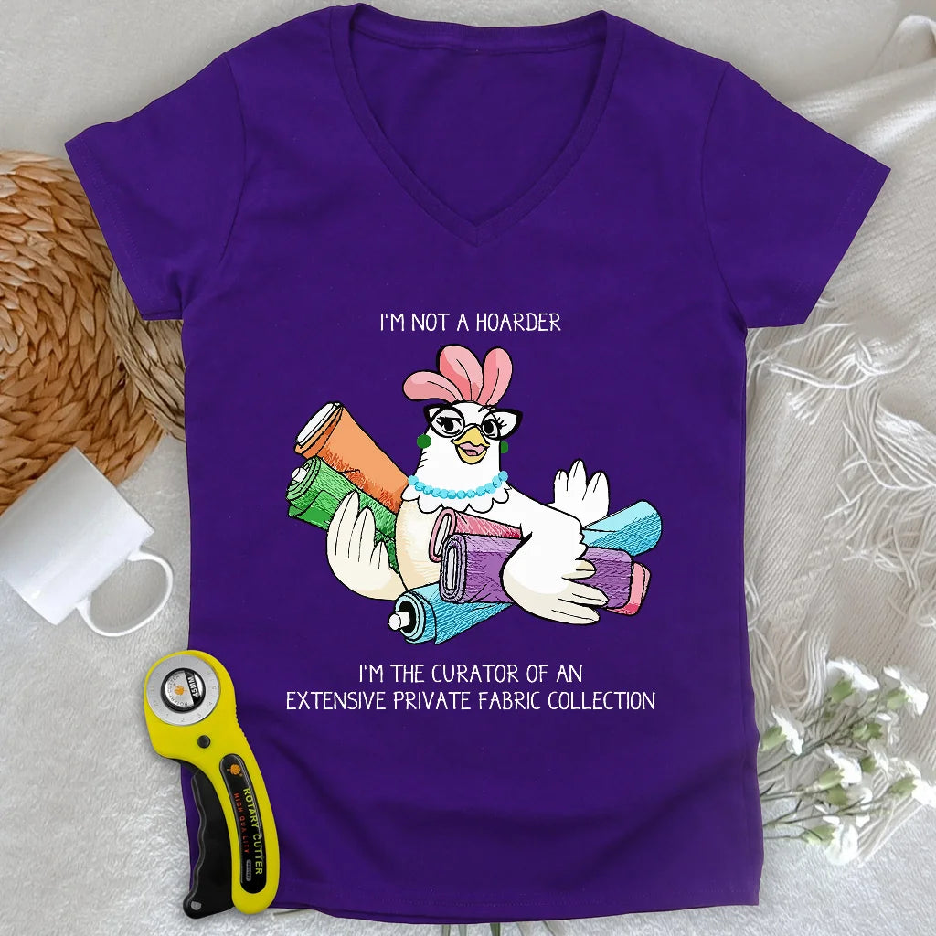 Fabric Hoarder Lady V-neck