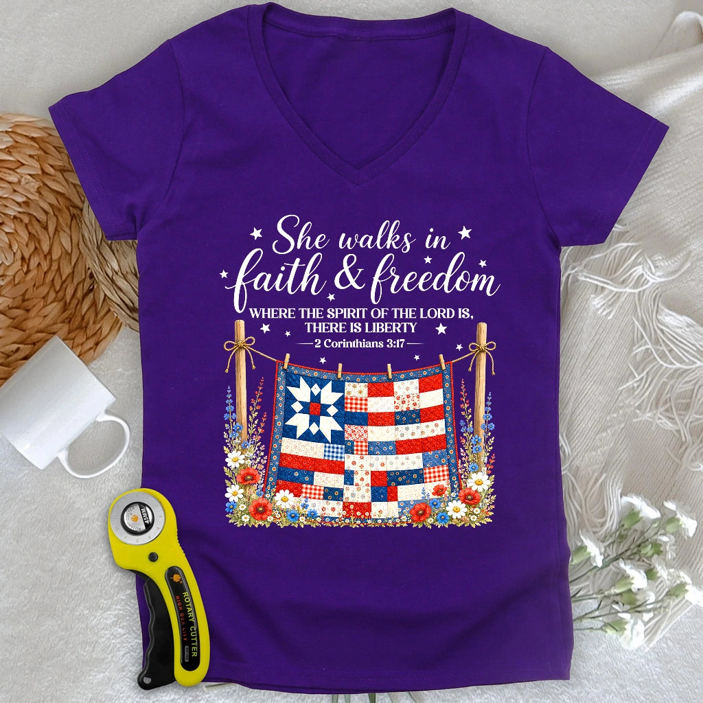 Faithfully Pieced Lady V-neck