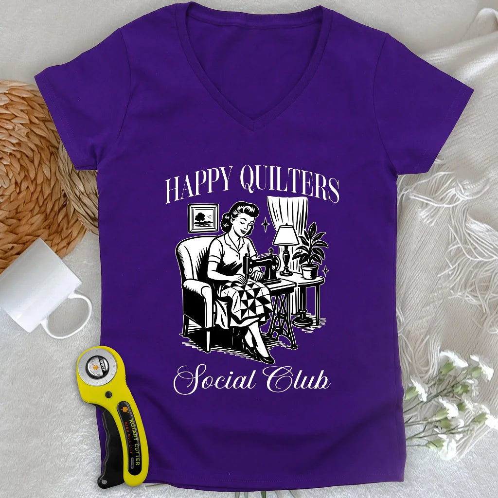 Happy Quilters Lady V-neck