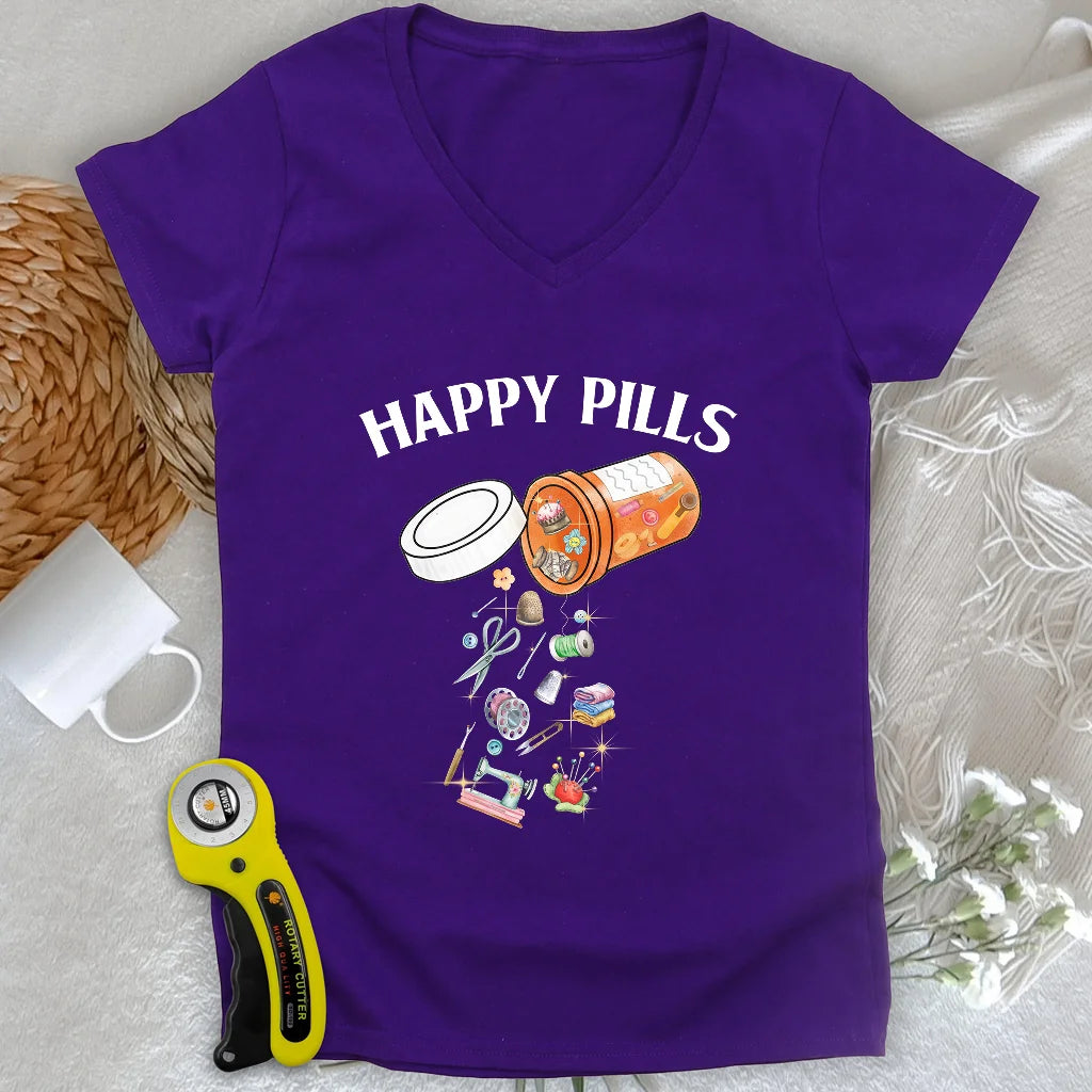 Lady V-neck Pilules du bonheur