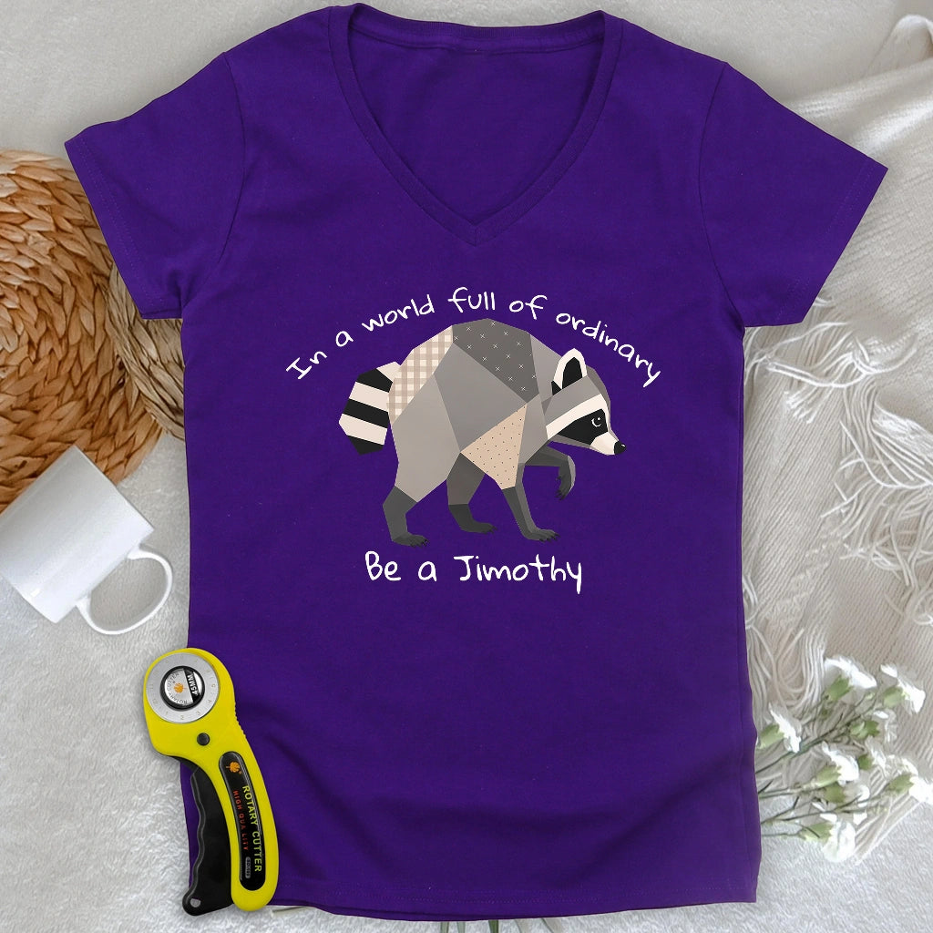 Jimothy the Quilted Raccoon Lady V-neck