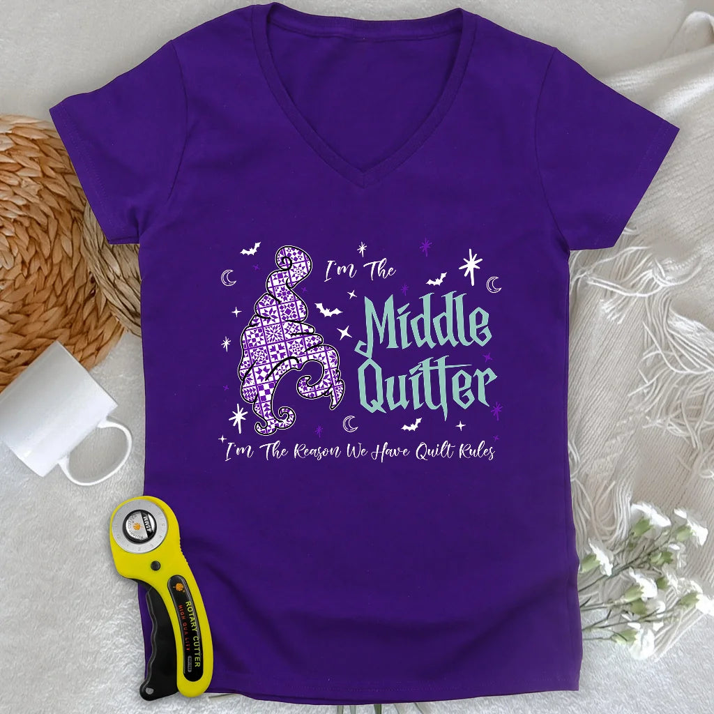 Middle Quilter Lady V-neck