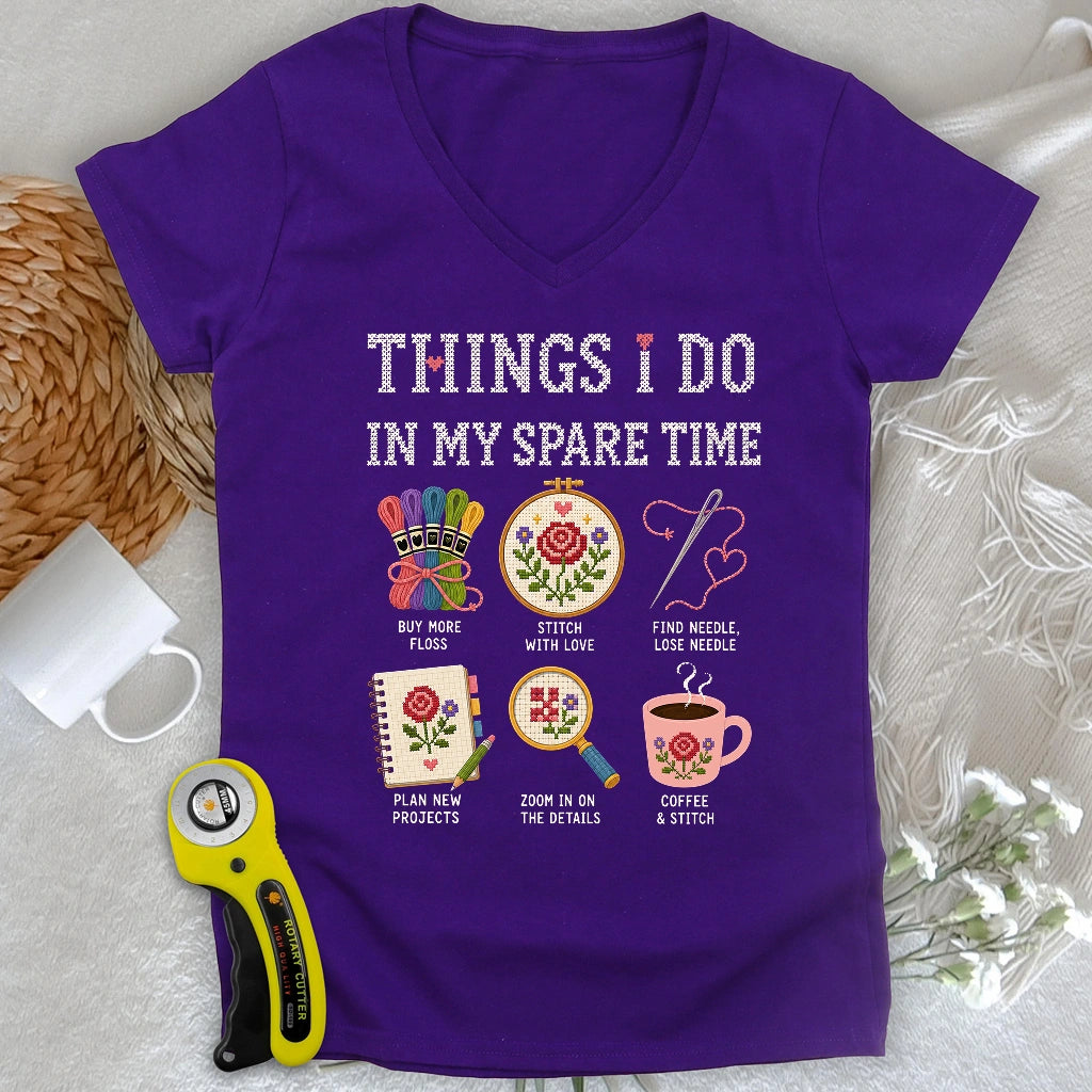 Needlework Hobbyist Lady V-neck