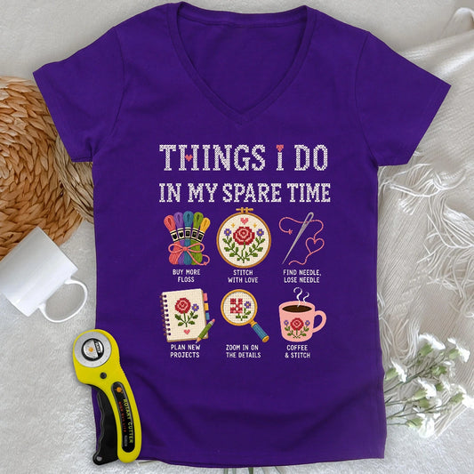 Needlework Hobbyist Lady V-neck