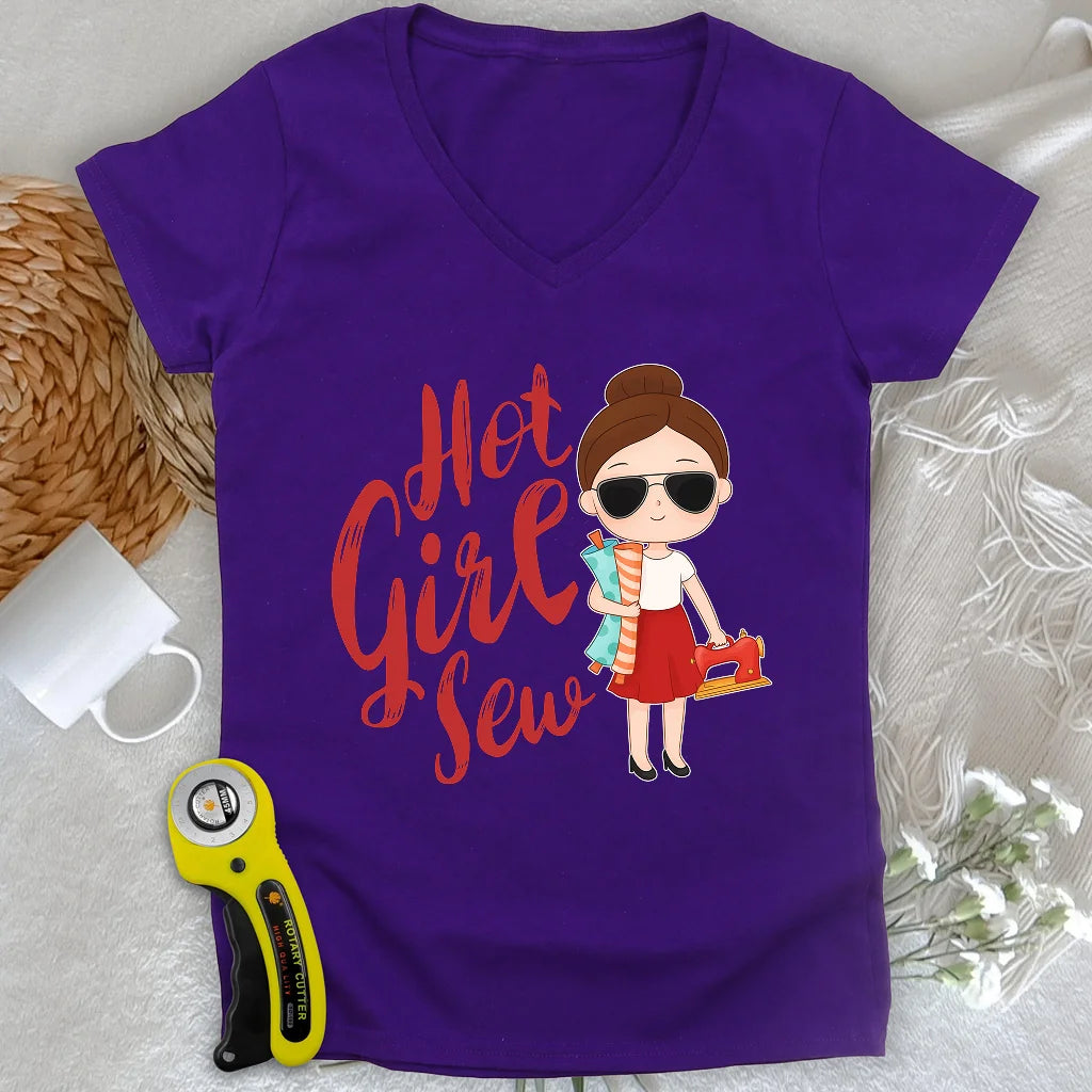 Okayest Quilter Lady V-neck