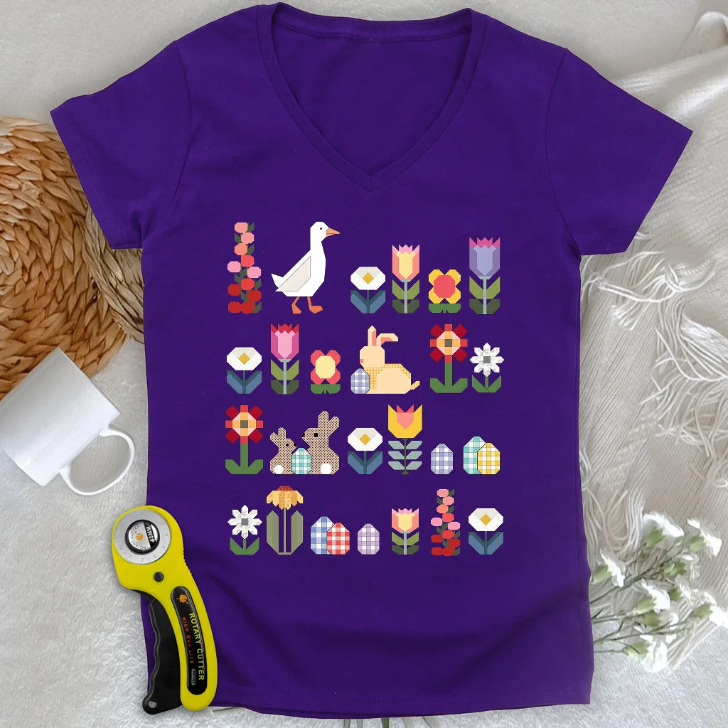Patchwork Blooms - col en V pour femme