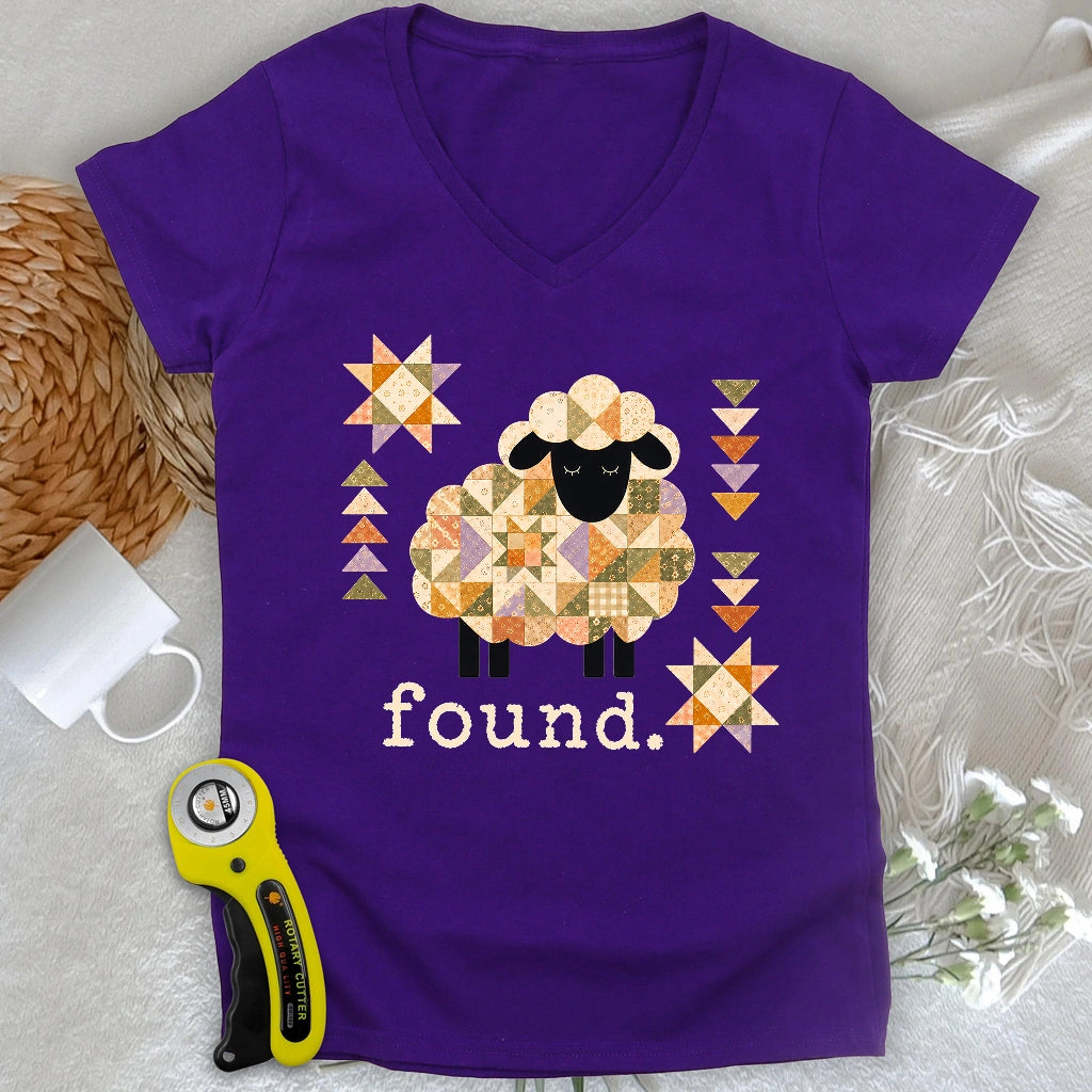 Psalm 23 Patchwork Sheep Lady V-neck