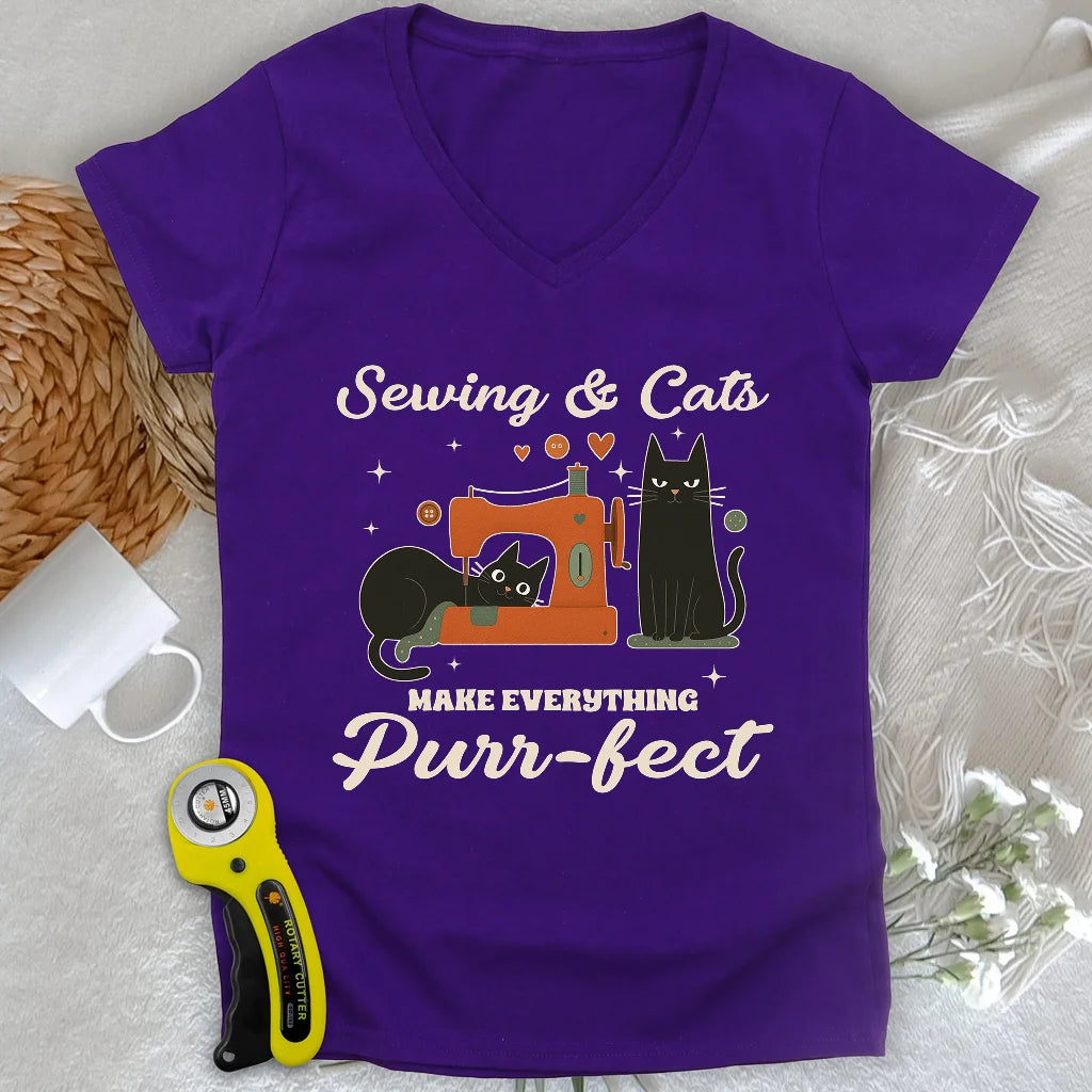 Purr-fect Sewing Lady V-neck
