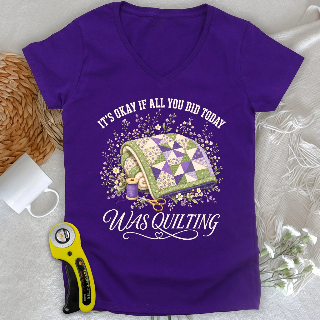 Quilt All Day Lady V-neck