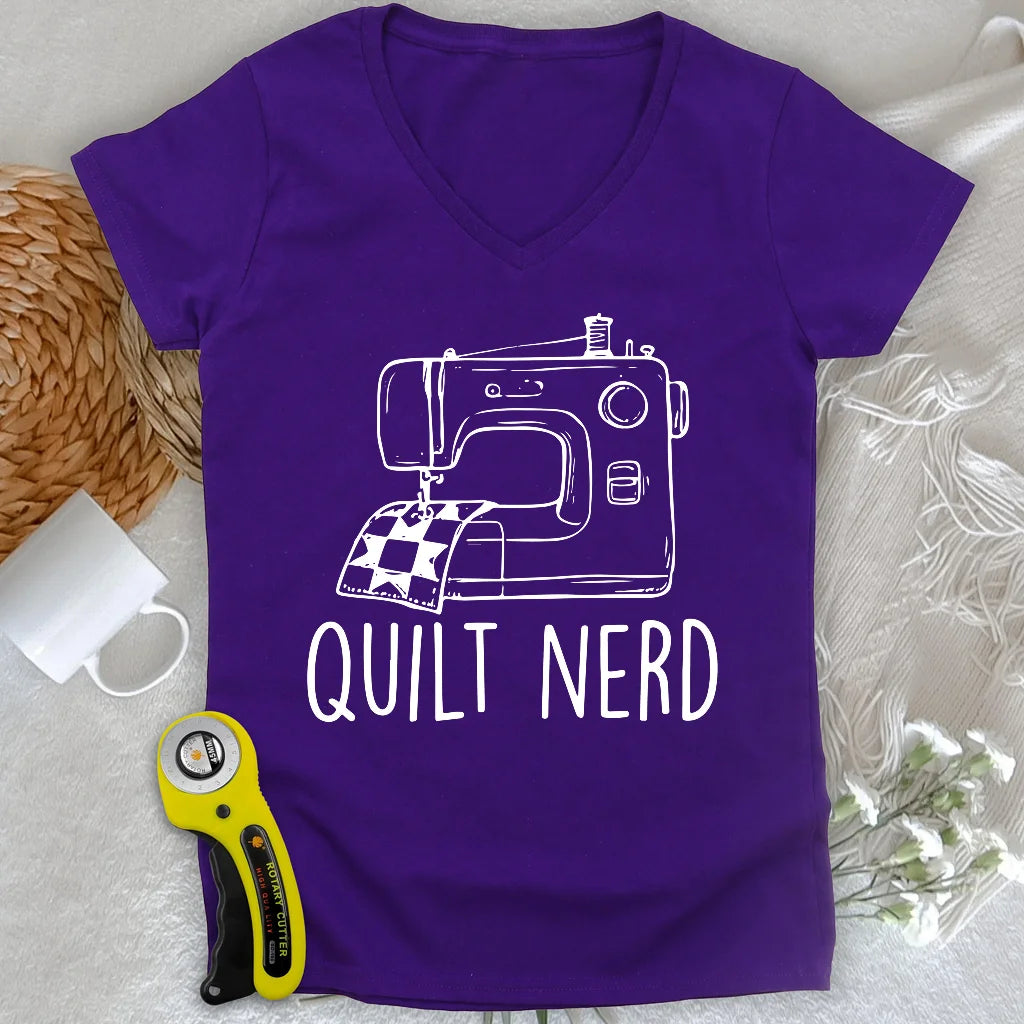 T-shirt col en V pour passionnée de patchwork