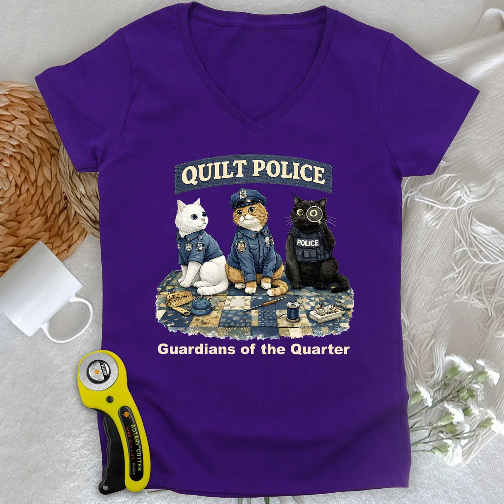 Quilt Police Lady V-neck