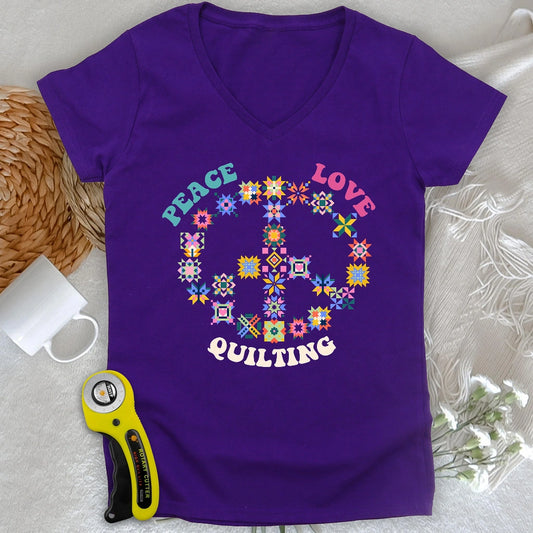Quilting Brings Peace Lady V-neck
