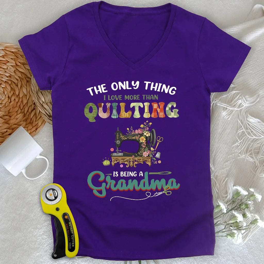 Quilting Comes Second Lady V-neck