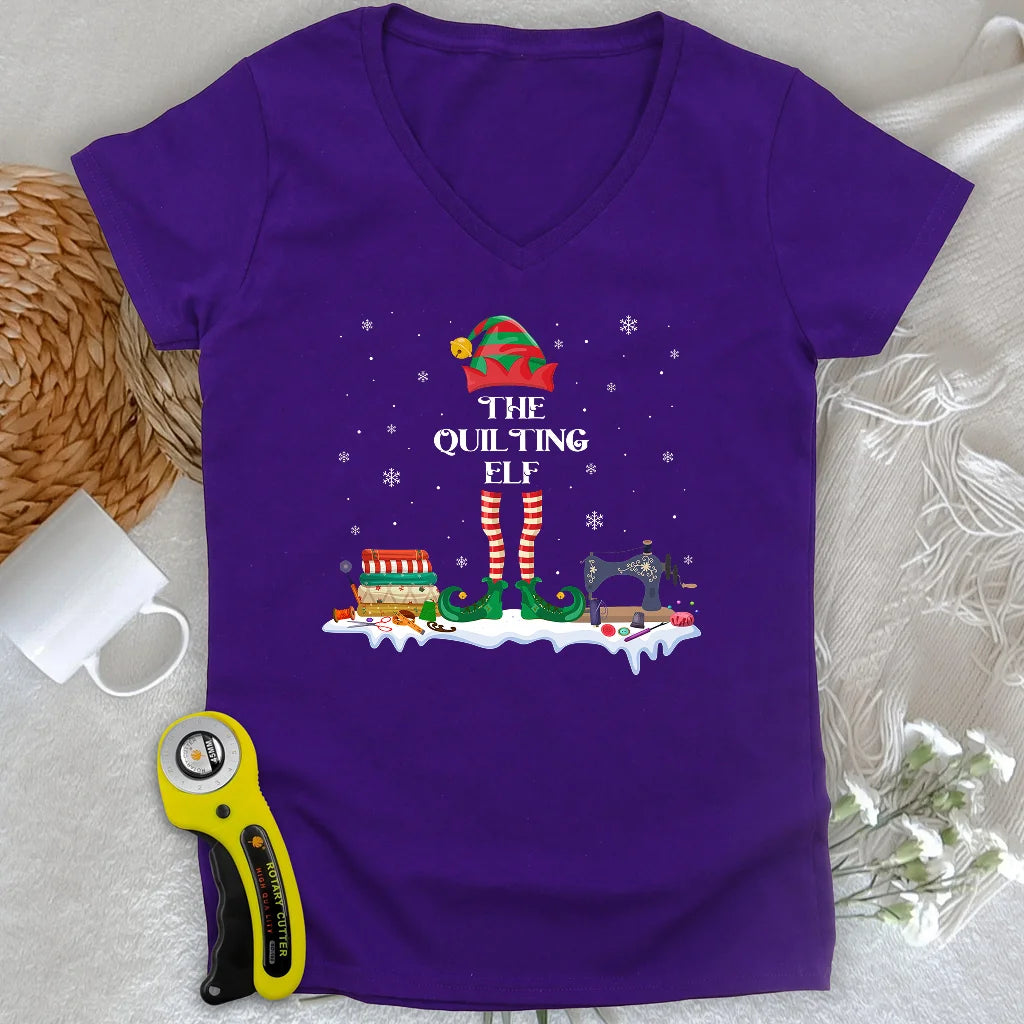 Quilting ELF Lady V-neck