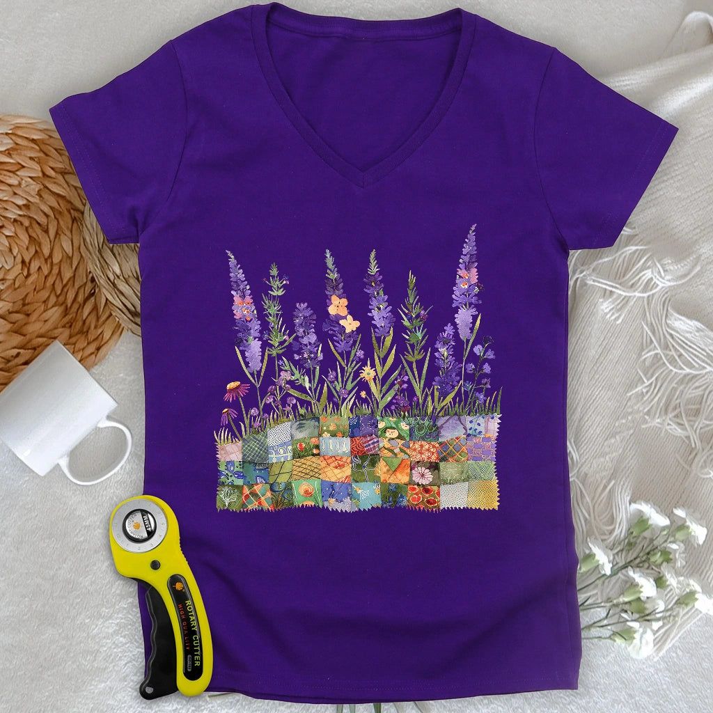 Quilting Field Lady V-neck