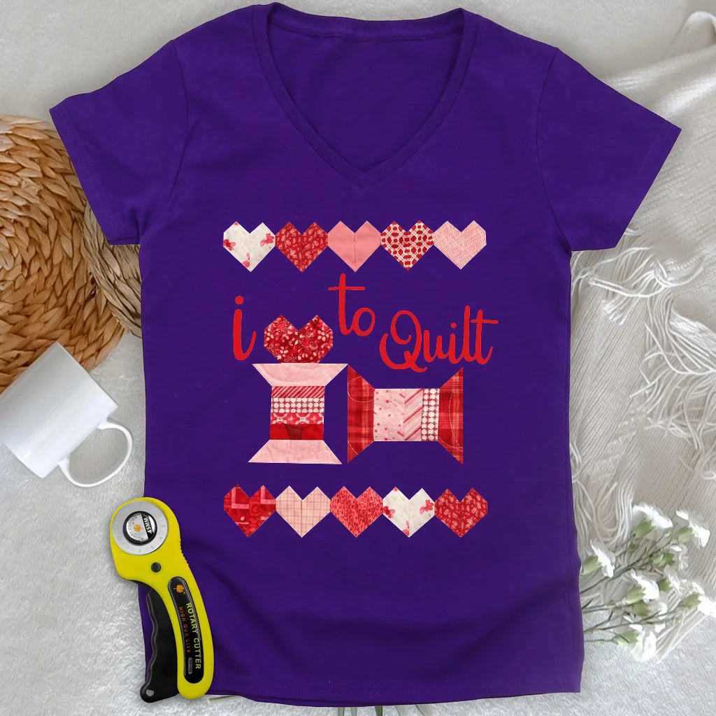 Haut décolleté en V Quilting Love Lady