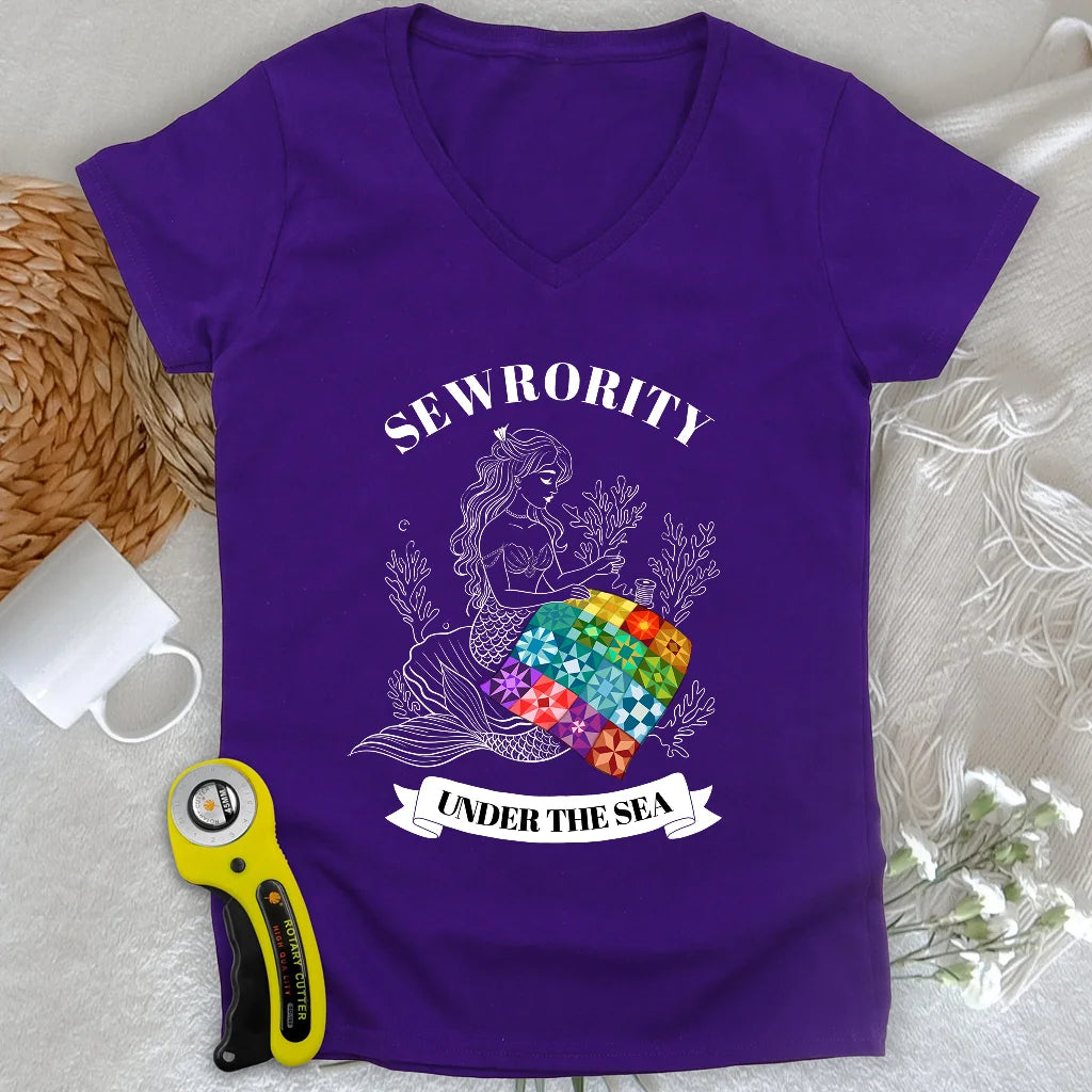 Quilting Mermaid Lady V-neck