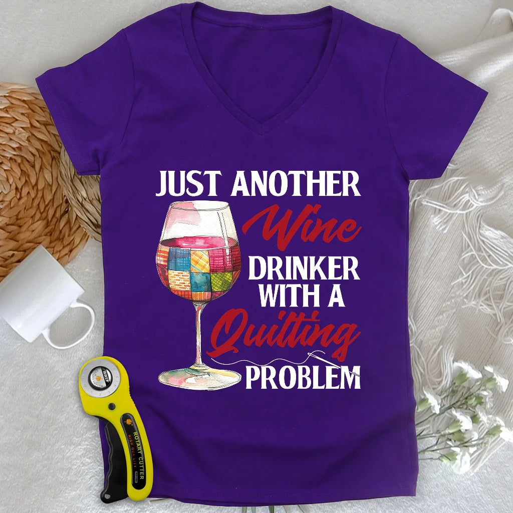 Quilting Problem Lady V-neck