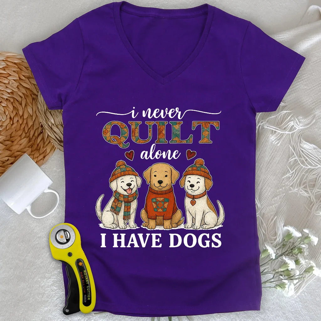 Quilting with Paws Lady V-neck