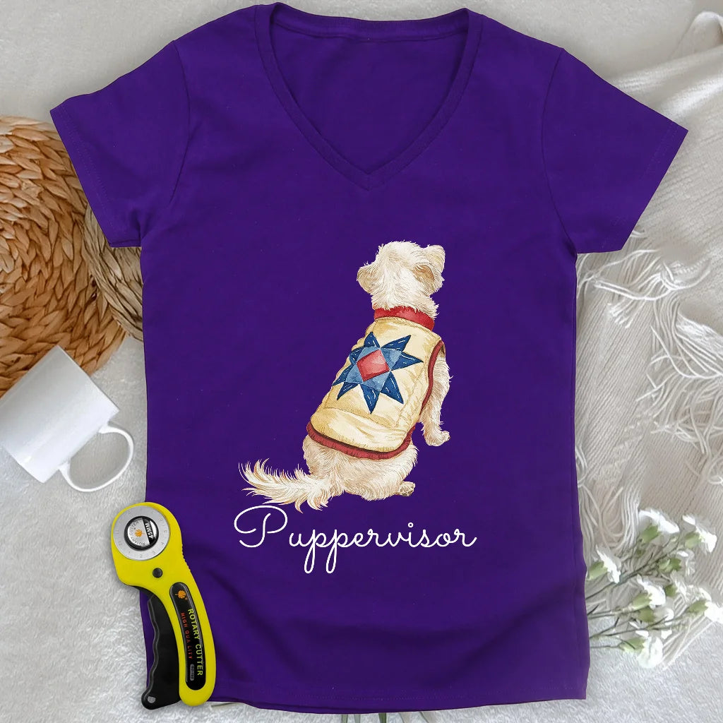 Quilty Pup Star Lady V-neck
