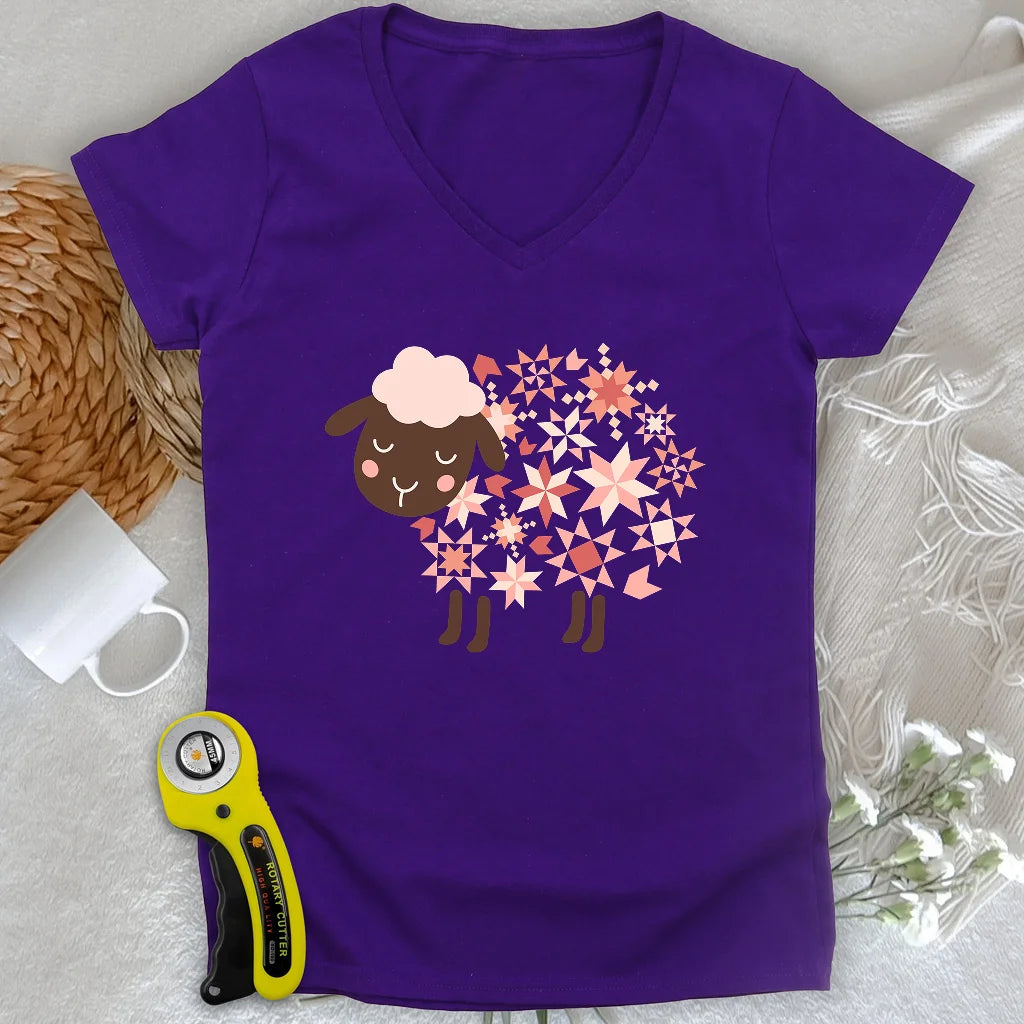 Quilty Sheep Lady V-neck