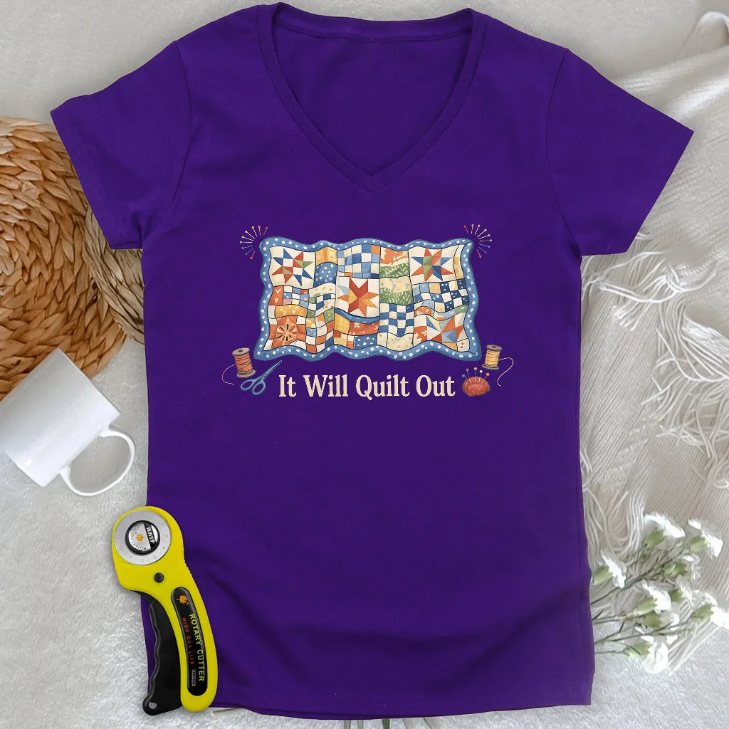 Relax… It Will Quilt Out Lady V-neck