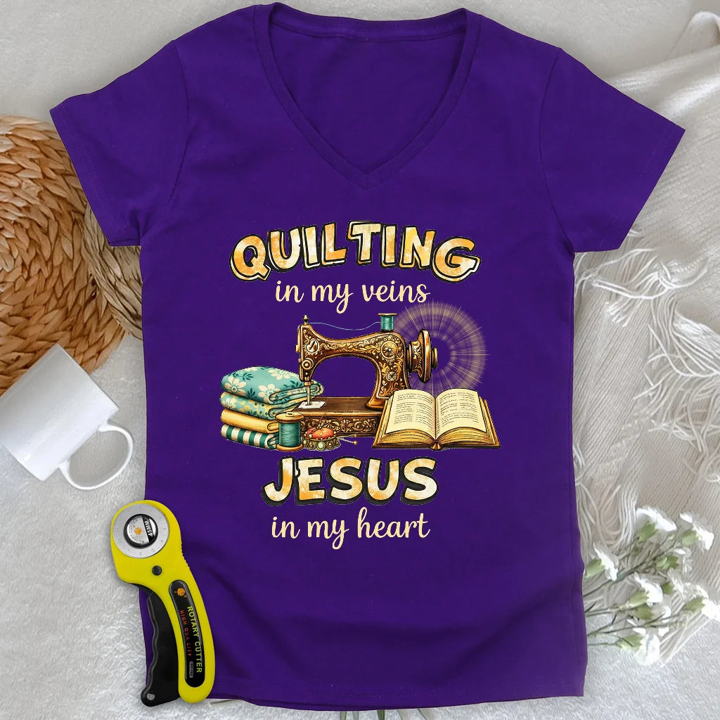 Tricoté avec Jésus Col en V Femme